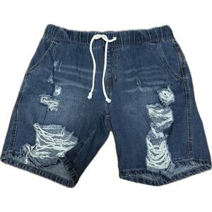 JW Signature Distressed Denim Shorts Blue Size M